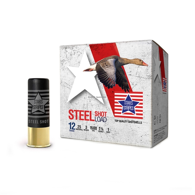 Picture of Ppu Stars & Stripes Steel Shotshell 12 Ga, 3'', Steel, 1-1/8 Oz, #1, 1500 Fps, 25 Rnd