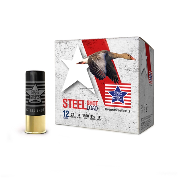 Picture of Ppu Stars & Stripes Steel Shotshell 12 Ga, 3'', Steel, 1-1/8 Oz, #3, 1500 Fps, 25 Rnd