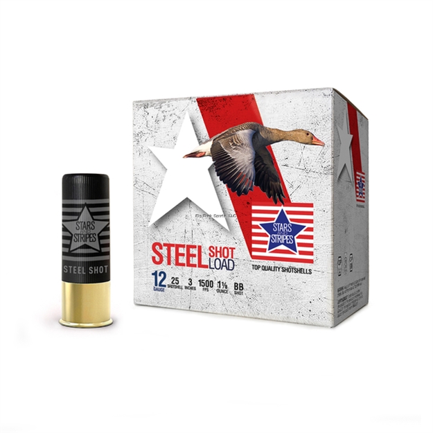 Picture of Ppu Stars & Stripes Steel Shotshell 12 Ga, 3'', Steel, 1-1/8 Oz, #Bb, 1500 Fps, 25 Rnd