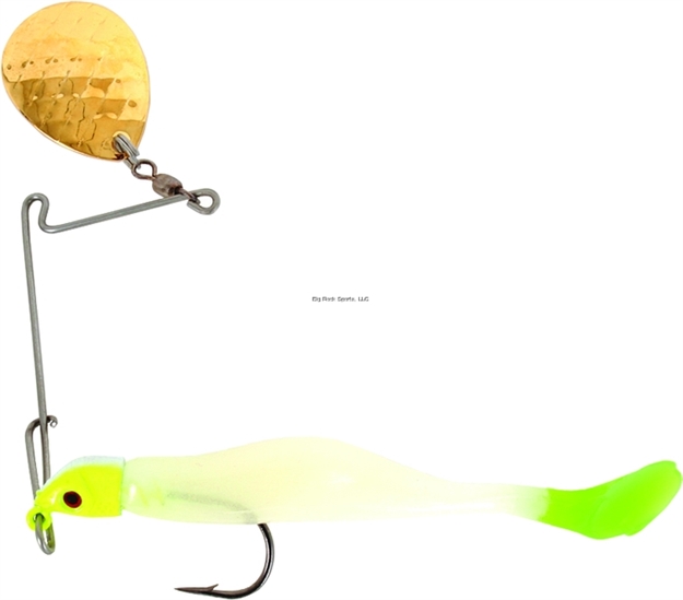 Picture of Precision Tackle Thunder Spin Jig Spinner, 4", 1/4 Oz, Gold Fishscale With Glow Chartreuse Tail