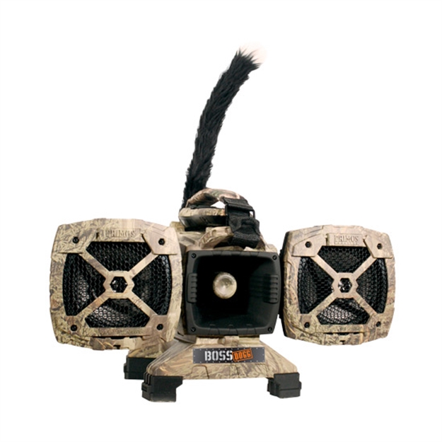Picture of Primos Boss Dogg Electronic Predator Caller With Motion Decoy, Remote, 100 Preprogrammed Sounds, 3-50 Watt Amps, Realtree Max-1