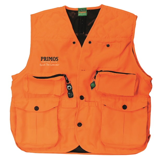 Picture of  Primos 65703 Gunhunter's Hunting Vest XL Blaze Orange Features Compass & Led Light