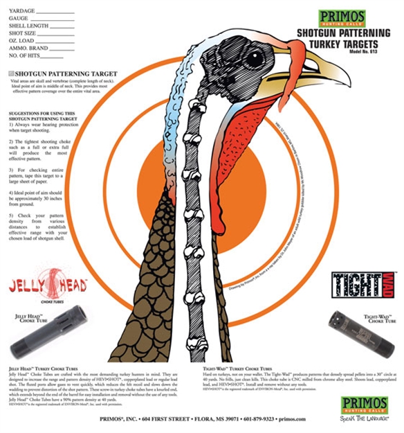 Picture of  Primos 6041 Patterning Turkey  Hanging Paper Targets, For Use With Shotgun 10.75" X 11.50" Multi-Color 12 PK