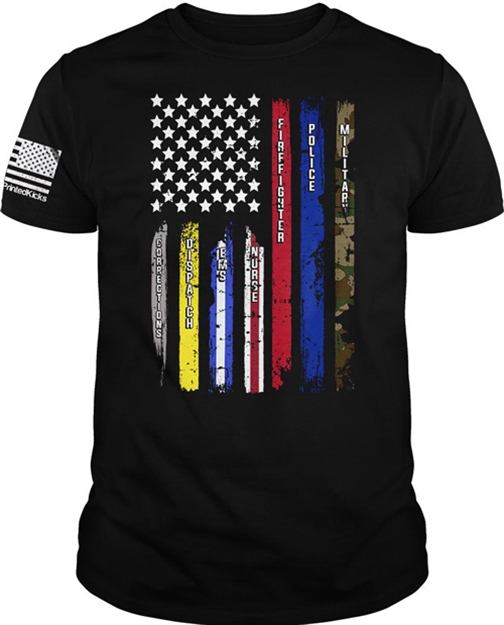 Picture of Printed Kicks Kicks Thin Lines Flag Men's T-Shirt Black Small!