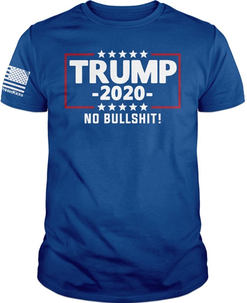 Picture of Printed Kicks Kicks Trump 2020 NO BS Men's T-Shirt Royal Blue Xxl