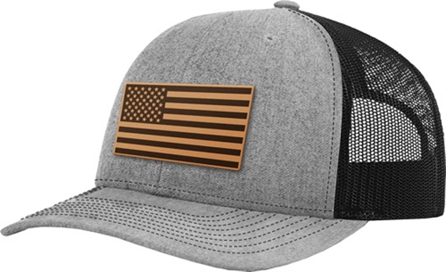 Picture of Printed Kicks Kicks Usa Flag Leather Patch Mesh Back Hat Hthr/Black