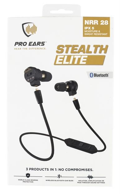 Picture of  Pro Ears Peebblke Stealth Elite  28 DB Behind The Head Black Adult 1 Pair Includes Attachable Bluetooth Lanyard