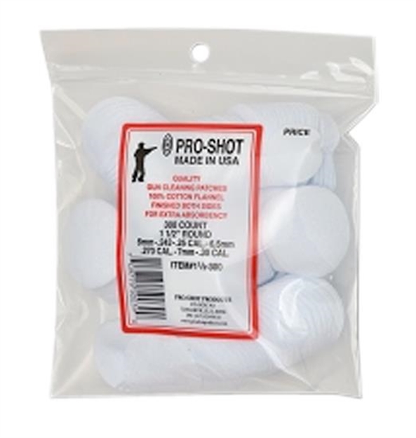 Picture of Pro-Shot 112300 Cleaning Patches  6Mm - .30 Cal 1.50" Round 100% Cotton Flannel 300 Pack 11/2-300 709779500390
