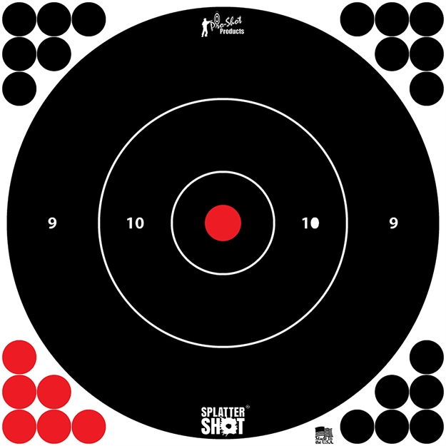 Picture of  Pro-Shot 12Bwhtetg12p Splattershot  12" Bullseye Hanging Tagboard Black/Red Impact Enhancement White 12 PK 709779901791