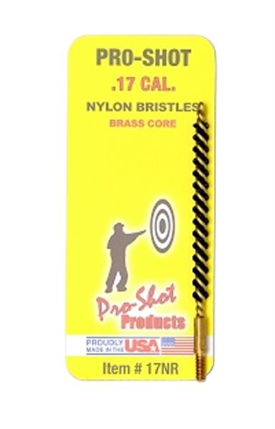 Picture of  Pro-Shot 17Nr Bore Brush  .17/ .177 Cal Rifle #5-40" Thread Nylon Bristles Brass Core 709779100903
