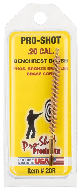 Picture of  Pro-Shot 20R Bore Brush  .20/ .204 Cal Rifle #5-40" Thread Bronze Bristles Brass Core 709779100910