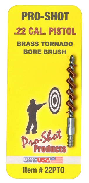 Picture of  Pro-Shot 22Pto Tornado Bore Brush .22 Cal Pistol #8-32 Thread Brass Spiral Wound Loop