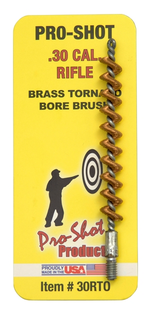 Picture of  Pro-Shot 30Rto Tornado Bore Brush .30/ .300 Blackout/ .308/ .30-06/ 7.62Mm/ Rifle #8-32 Thread Brass Spiral Wound Loop