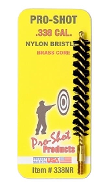 Picture of  Pro-Shot 338Nr Bore Brush  .338 Cal Rifle #8-32 Thread Nylon Bristles Brass Core