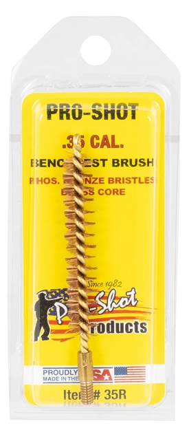 Picture of  Pro-Shot 35R Bore Brush  .35 Cal/ 9Mm Rifle #8-32 Thread Bronze Bristles Brass Core