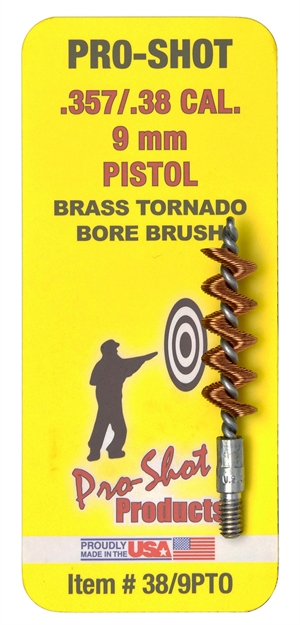 Picture of Pro-Shot 389Pto Tornado Bore Brush .38/ 9Mm Cal Pistol #8-32 Thread Brass Spiral Wound Loop 38/9PTO