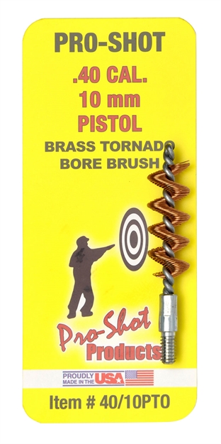 Picture of Pro-Shot 4010Pto Tornado Bore Brush .40/ 10Mm Cal Pistol #8-32 Thread Brass Spiral Wound Loop 40/10PTO