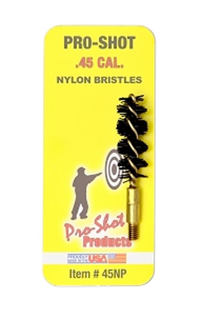 Picture of  Pro-Shot 45Np Bore Brush  .45 Cal Pistol #8-32 Thread Nylon Bristles Brass Core