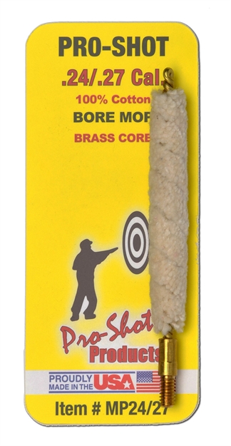 Picture of Pro-Shot Mp2427 Bore Mop  .24 - .27 Cal Rifle #8-32 Thread Brass Core MP24/27