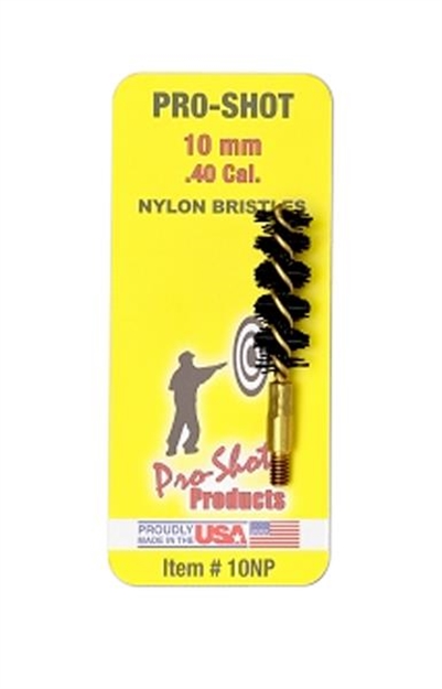 Picture of  Pro-Shot 10Np Bore Brush  .40/ 10Mm Cal Pistol #8-32 Thread Nylon Bristles Brass Core