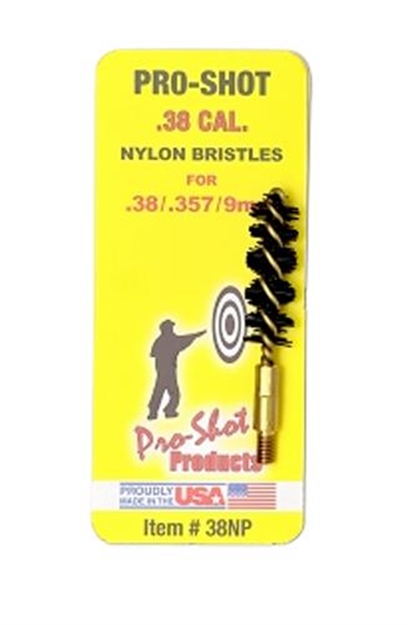 Picture of  Pro-Shot 38Np Bore Brush  9Mm Pistol #8-32 Thread Nylon Bristles Brass Core 709779100736