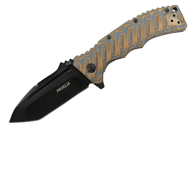 Picture of Proelia Tx010 Folder 4In Black Tanto Blade Brown-Blue G-10