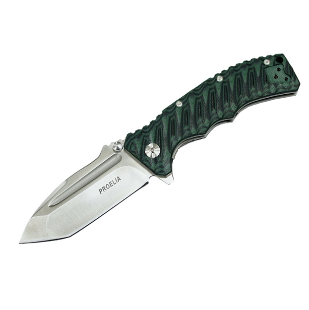 Picture of Proelia Tx010 Folder 4In Silver Tanto Blade Black-Green G-10
