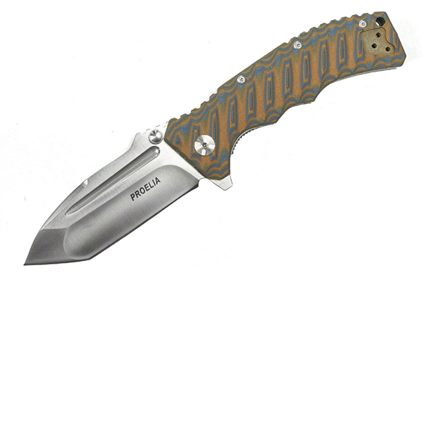 Picture of Proelia Tx010 Folder 4In Silver Tanto Blade Brown-Blue G-10