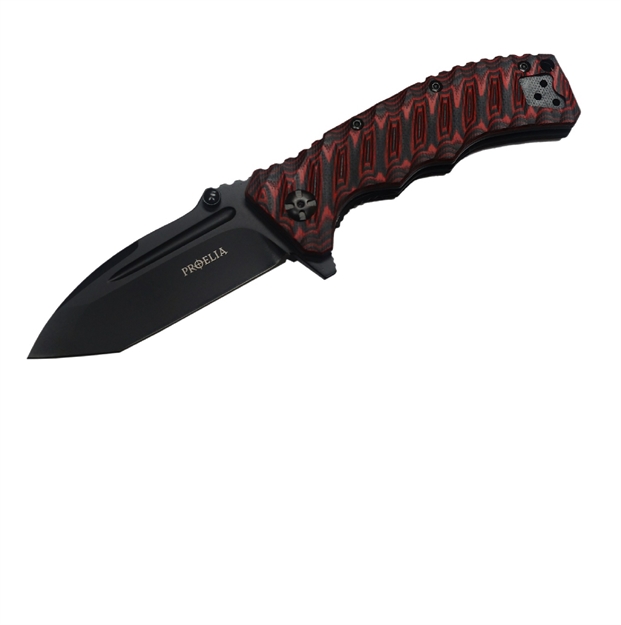 Picture of Proelia Tx011 Folder 3.36 IN Black Tanto Blade Red-Blk G-10