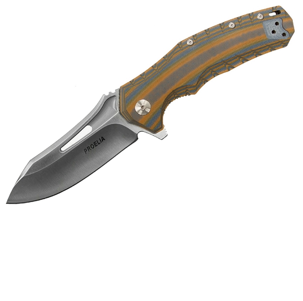 Picture of Proelia Tx020 Folder 4In Silver Drop Blade Brown-Blue G-10