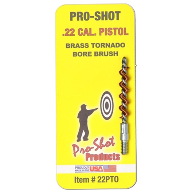 Picture of  Pro-Shot 22Pto Tornado Bore Brush .22 Cal Pistol #8-32 Thread Brass Spiral Wound Loop 709779101054