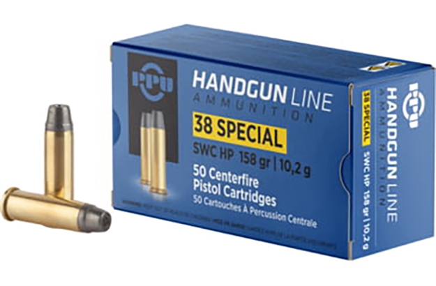 Picture of Ppu Pph38sh Handgun  38Special 158Gr Semi Wadcutter Hollow Point 50 Per Box/10 Case PPH38SSH 8605003817536