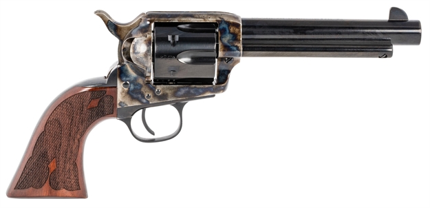 Picture of  Taylors & Company 555130 Gambler  45 Colt (Lc) Caliber With 5.50" Blued Finish Barrel, 6Rd Capacity Blued Finish Cylinder, Color Case Hardened Finish Steel Frame & Checkered Walnut Grip