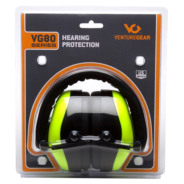 Picture of  Pyramex Vgpm8031c Venture Gear V80 Muff Foam 26 DB 32 DB Over The Head Orange Lime/Black Adult 1 Pair