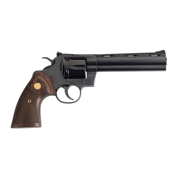 Picture of Colt Mfg Pythonbp6wts Python Target 357 Mag/38 Special 6 Shot 6" Matte Black Carbon Steel Recessed Target Vent Rib Barrel, Cylinder & Frame, Walnut W/Medallion Grip, Exposed Hammer PYTHON-BP6WTS 098289003478