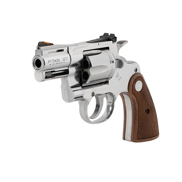 Picture of Colt Mfg Pythonsp2wcts Python  357 Mag/38 Special 6 Shot 2.50" Stainless Recessed Target/Vent Rib Barrel, Stainless Cylinder & Frame, Walnut W/Colt Medallion Grip PYTHON-SP2WCTS 098289003423