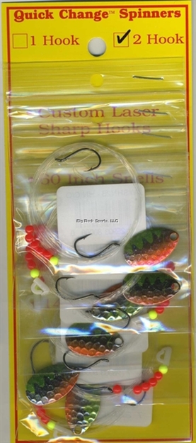 Picture of Quick Change Crawler Harness, 2 Hooks, Hammered Nickel Chartreuse/Orange Perch, Carded