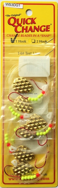 Picture of Quick Change Diamond 60" Crawler Harness, One #2 Red Hook, Size 3 Colo Blade, Diamond Brass 6/Strip Card