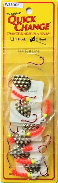 Picture of Quick Change Diamond 60" Crawler Harness, Two #4 Red Hooks, Size 3 Colo Blade, Diamond Nickel 6/Strip Card