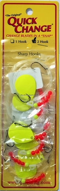 Picture of Quick Change Double Hook 60" Crawler Harness, #4 Blknic Hooks, Sz4 Colo Blade, Chartreuse, 6/Strip Card