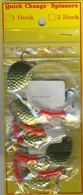 Picture of Quick Change Double Hook 60" Crawler Harness, #4 Blknic Hooks, Sz4 Colo Blade, Ham Brass, 6/Strip Card