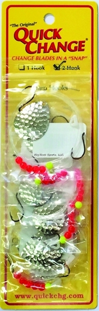Picture of Quick Change Double Hook 60" Crawler Harness, #4 Blknic Hooks, Sz4 Colo Blade, Ham Nickel, 6/Strip Card
