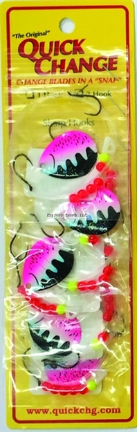 Picture of Quick Change Double Hook 60" Crawler Harness, #4 Hooks, Sz4 Colo Blade, Rainbow Trout Crystal, 6/Strip Card