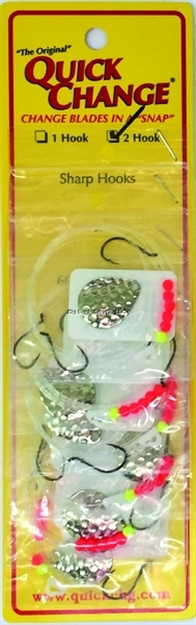 Picture of Quick Change Double Hook 60" Crawler Harness, Two #4 Blknic Hooks, Sz2 Colo Blade, Ham Nickel, 6/Strip Card