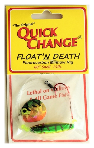 Picture of Quick Change Float'n Death- Fluorocarbon Minnow Rig - Colo. SZ #3 - Firetiger - 60" 15# Test - SZ 2 Death Hook