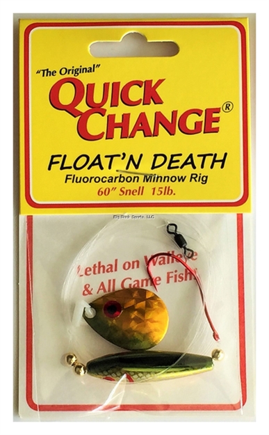 Picture of Quick Change Float'n Death- Fluorocarbon Minnow Rig - Colo. SZ #3 - Gold Shiner - 60" 15# Test - SZ 2 Death Hook