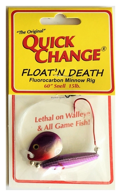 Picture of Quick Change Float'n Death- Fluorocarbon Minnow Rig - Colo. SZ #3 - Purple Smelt - 60" 15# Test - SZ 2 Death Hook