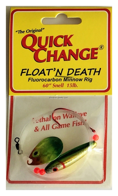Picture of Quick Change Float'n Death- Fluorocarbon Minnow Rig - Colo. SZ #3 - Rainbow - 60" 15# Test - SZ 2 Death Hook