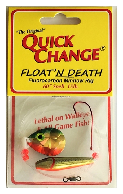 Picture of Quick Change Float'n Death- Fluorocarbon Minnow Rig - Colo. SZ #3 - Red Tail - 60" 15# Test - SZ 2 Death Hook