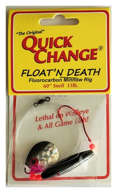 Picture of Quick Change Float'n Death- Fluorocarbon Minnow Rig - Colo. SZ #3 - Silver Minnow - 60" 15# Test - SZ 2 Death Hook